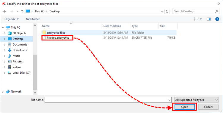 Selecting files for deciphering in Kaspersky RakhniDecryptor